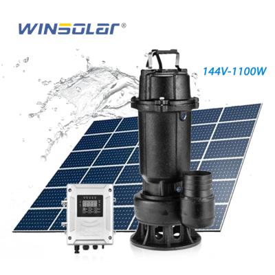 China Agriculture Irrigation Chinese 1100w DC Solar Power Submersible Water Pump With Solar Panel for sale