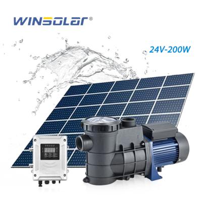 China Family Homes WINSOLAR DC 24v 200w Solar Pump Swimming Pool Pump Systems for sale