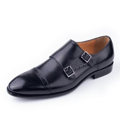 China Original Design Anti-slippery Black Business Shoes Men's Career Party Slip-On Stylish Strap Fashion Leather Monk Shoes for sale