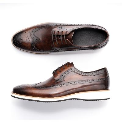 China Latest Leisure Design Handmade Haute Couture Lace Up Business Casual Dress Cafe Office Dress Trim Leather Derby Shoes Men's for sale