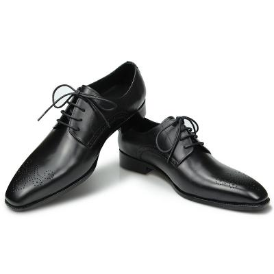 China Breathable Luxury Mens Brogues To Wedding Shoe Classic Black Derby Genuine Leather Lace Up Office Customized Service for sale