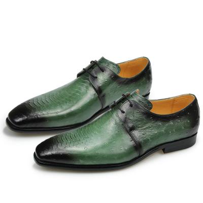 China Genuine Leather Derby Breathable Man Shoe Black Dress Classic Mens Casual Shoes Fashion Hot Selling Anti-slippery Large Size Green for sale