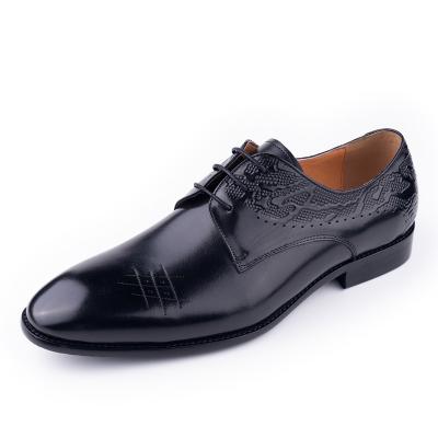 China 2023 New Arrival Lace Up Fashion Black Genuine Leather Wedding Shoes Derby Dress Shoes Breathable For Men for sale