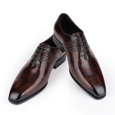 China Breathable Customize Various Colors Hand Painted Formal Cowhide Business Genuine Leather Dress Men Wedding Shoes for sale