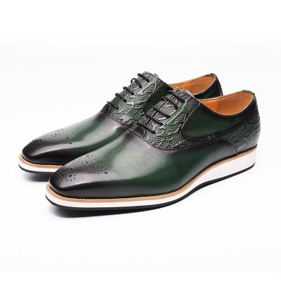 China Factory Custom Made Casual Men's Breathable Business Formal Shoes For Men Dress Green Genuine Leather Sneaker Shoes for sale