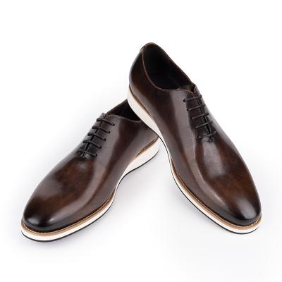 China Flat Handmade Party Wear Casual Stylish Office Shoes Mens Genuine Leather Lace Up Men Wedding Shoe for sale