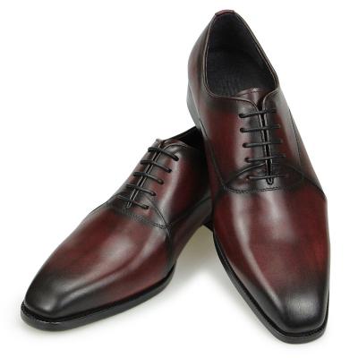 China Breathable Customized Service Men 2023 Oxford Genuine Leather Red And Black Lace Wedding Shoes for sale