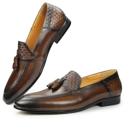 China Formal Leather High Toe Slip-Ons Loafers Breathable Men Business Casual Shoes Genuine Leather Men's Shoes Printed for sale