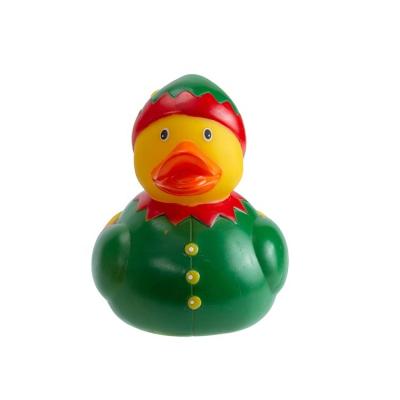 China Yellow Rubber Duck Elf Duck Vinyl Animal Bath Toy Christmas High Quality Hot Sale Eco-Friendly Material Bath Toy Soft for sale