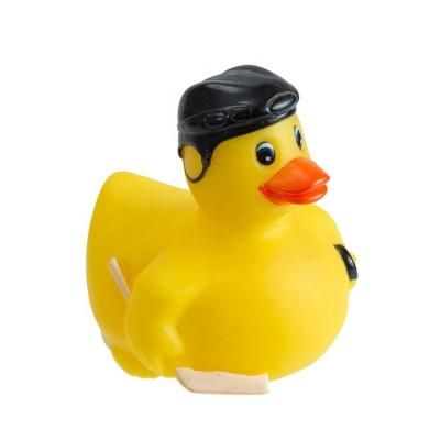 China Eco-Friendly Duck Weighted Floating Upright Rubber Duck Bath Toy Yellow Rubber Vinyl Men's Sports Toy Novelty Lovely Shape Soft Bath Duck for sale