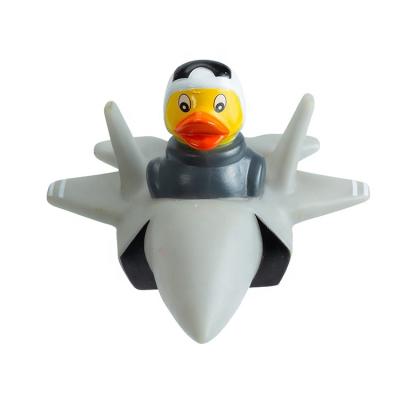 China Best Selling Environmentally Friendly Material Air Force Bath Toy Soft Upright Rubber Duck Bath Toy Yellow Rubber Duck Weighted Floating Upright Rubber Duck for sale