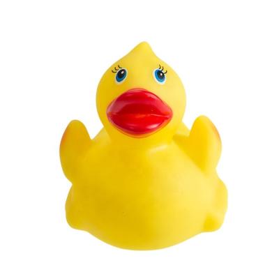 China Original Classic Material Eco-friendly Bath Toy Soft Material Duck Weighted Floating Upright Rubber Duck Bath Toy Yellow Rubber Duck for sale