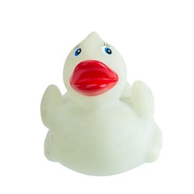 China Eco-Friendly Bath Toy Soft Material Glow in the Dark Duck Weighted Floating Upright Rubber Duck Bath Toy Yellow Rubber Duck for sale