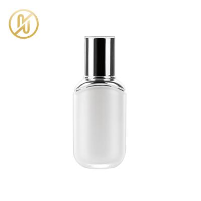 China Skin Care Cosmetic Silver Empty Cosmetic Cream Bottle Plastic Material Acrylic Serum Bottle for sale