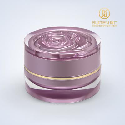 China 5g 10g 15g 30g 50g Rose Design Cap Round Plastic Double Wall Cosmetic Cylinder Packaging Face Cream Jar Manufacturer for sale