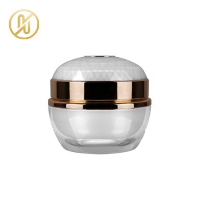 China 20g 50g 80g Cosmetic Round Jar White Gold Acrylic Cream Cosmetics Packaging Containers for sale