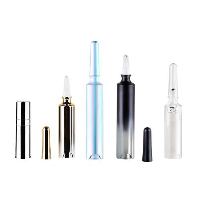 China Cosmetic 5ml 10ml Plated Customized Black Silver Gold Colors PP Plastic Roll-on Sleeve Bottles Roll Airless Bottles for sale