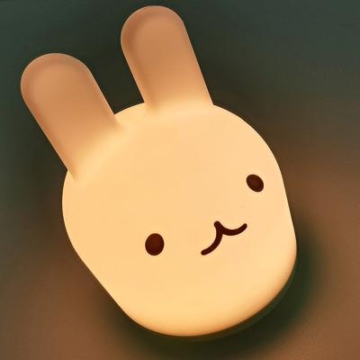 China Cute Children Musical Nursery Lamp For Bedroom Cute Animal Bunny Cheap Soft Silicone USB Charger Night Light for sale