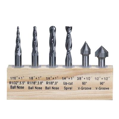 China 6Pcs 3D CNC Carving Bit 1/4