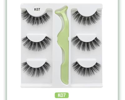 China New Delicate Green Packaging Box Design 3 Pairs Seller Matching Tweezers Kit False Eyelashes from lasheswholesale for sale