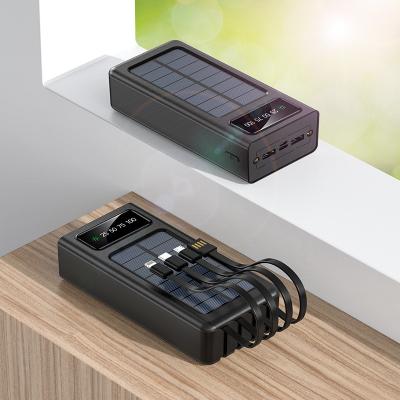 China 30000mAh Solar Power Fast High Quality Waterproof Fast Bank Support Charging Outdoor Portable Solar Panel With With Its Own Tri-cable for sale