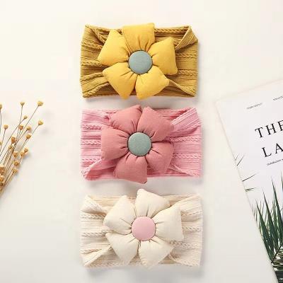 China European and American infant nylon hair ornament baby girls fashion style fashion jacquard flower stretch soft stretch headband for sale