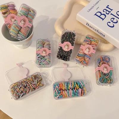 China Cute Colorful Hair Tie Wholesaler 60pcs/box Kids Hair Ties Bulk Kwaii Fruit Printing Hair Ring For Children for sale