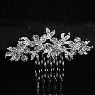 China Wedding Accessories Silver Color Jewelry Flower Headpiece Women Bride Hair Ornaments Pearl Crystal Wedding Hair Combs Hair Accessories For Bridal for sale