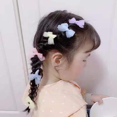 China Wholesale Sweet Newest 2021 Kids Soft Bow Pink Mesh Hair Pin Set 10 Pcs Tulle Hair Clips For Girls for sale