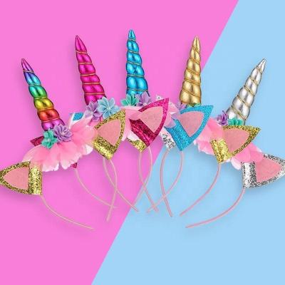 China Decoration Kids Party Decoration Floral LED Headpiece Flashing Light Up Little Horse Headband For Kids for sale