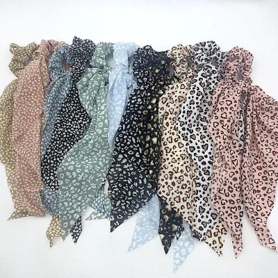 China Wholesale Leopard Print Headband Dot Bow Knot Stretchy Women Long Hair Ring Factory Polka Scarf Scrunchies For Girls for sale