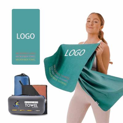 China Sustainable Wholesale Custom Digital Printed Travel Fitness Sustainable Quick Dry Gym Sports Microfiber Towel With Mesh Bag for sale