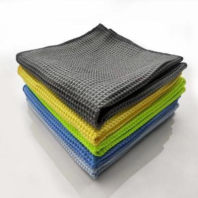 China QUICK DRY Microfiber Waffle Weave Car Drying Cloth Window Cleaning Scuff Free 400gsm Microfiber 40x40cm Wash Detailing Towel for sale