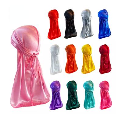 China Fashion hip pop cycling long tail outdoor silky hat headband durag velvet doo rag hair wrap border headwrap for sale