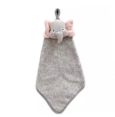 China Towel Bamboo Charcoal Fiber Child Safe Towel Can Hang Beautiful Coral Velvet Kids Toilet Kitchen Handkerchief Absorbent Wholesale for sale