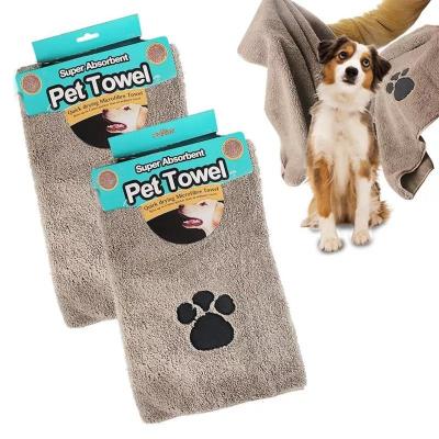 China Paw Design Custom Logo Cleaning Pet Viable Absorbent Quick Dry Microfiber Dog Bath Towel Desiccant Comfortable Towel For Pets for sale