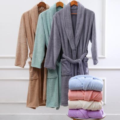 China Wholesale QUICK DRY Super Soft Warm Coral Fleece Couples Bathrobe Bathrobe Solid Color Ladies And White Long Robe for sale