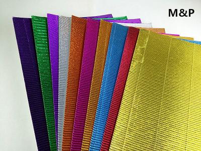 China Gold Silver Double Corrugated Craft Paper , E Flute Corrugated Sheets Creative DIY Material for sale