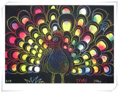 China Mixed Color Black Scratch Art Paper Creative DIY Paper Pattern 52cm X76cm for sale