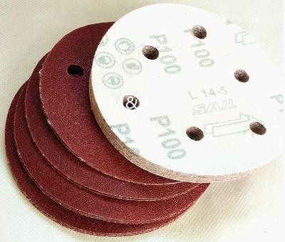 China Round Sand Coarse Medium Grit Sandpaper , 6 Holes Hook And Loop Sanding Disc for sale