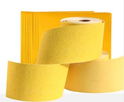 China Yellow Colored Sand Paper Wet Or Dry Sandpaper For Metal Abrasive Sand Cloth Jumbo Roll for sale