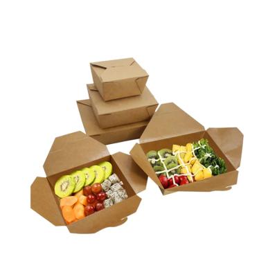 China Recycled Materials Take Out Brown Kraft Paper Food Lunch Box Take Out Container Food Box Disposable Paper Boxes For Fast Food for sale