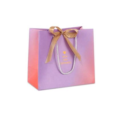 China New Design Recyclable Wholesale Luxury Boutique Custom Giftbag Color Paper Thank You Gift Packaging Bags for sale