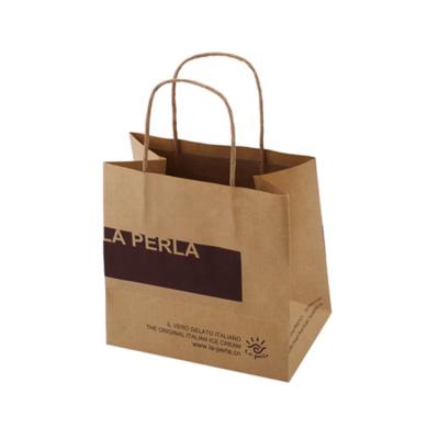 China OEM Factory Recyclable Brown Kraft Paper Bag Brand Paper Bag Handle Flat Kraft Paper Bag for sale