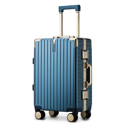 China Lightweight High Quality Aluminum Frame Luggage Shipping Durable Universal Wheel Password Hard Case Travel Business Box Trolley Case for sale