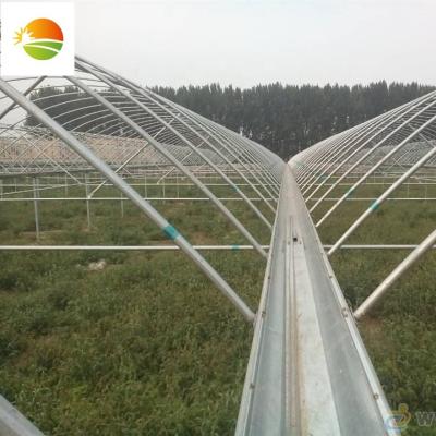 China Stable structure easily assembled large poly steel frame truss galvanized film green house equipment for strawberry cultivation for sale