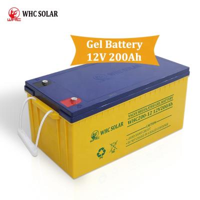 China 12 Volt 24v WHC Life Cycle WHC Inverter Deep Gel Storage Solar Battery 12v 100ah 200ah 250ah Deep Gel Lead Acid Batteries for sale