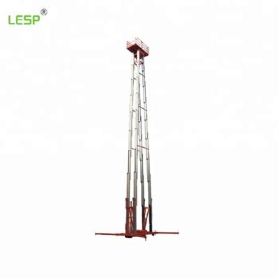 China Low Noise Overhead Work Table Aluminum Alloy 19.7M Portable Four Mast Vertical Hydraulic Platform Lift for sale