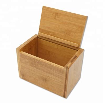 China Eco-friendly Bamboo Wooden Recipe Card Box With 26 Pcs Bamboo Card Storage Box for sale