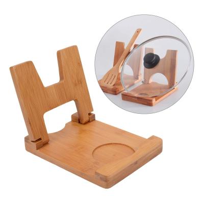 China Foldable Pot Lid Cover Stand Holder Dish Racks Cookware Pot Holder Bamboo Lid Stand Viable for sale